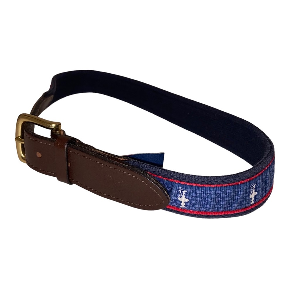 Vineyard Vines by Shep & Ian Belt Mens Size 30 Whale Leather Solid Brass Buckle
